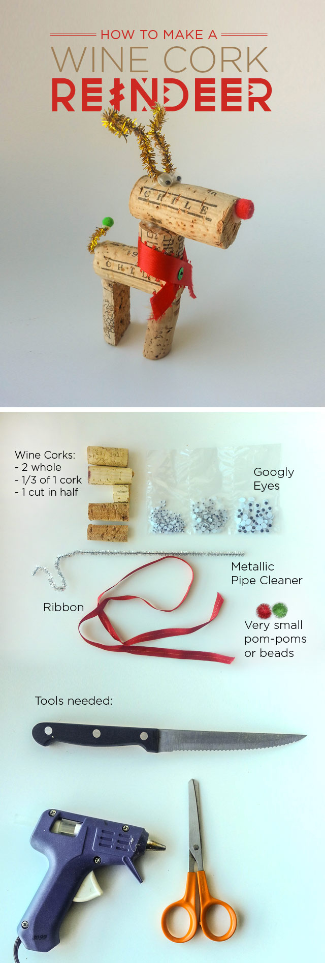 Wine cork reindeer