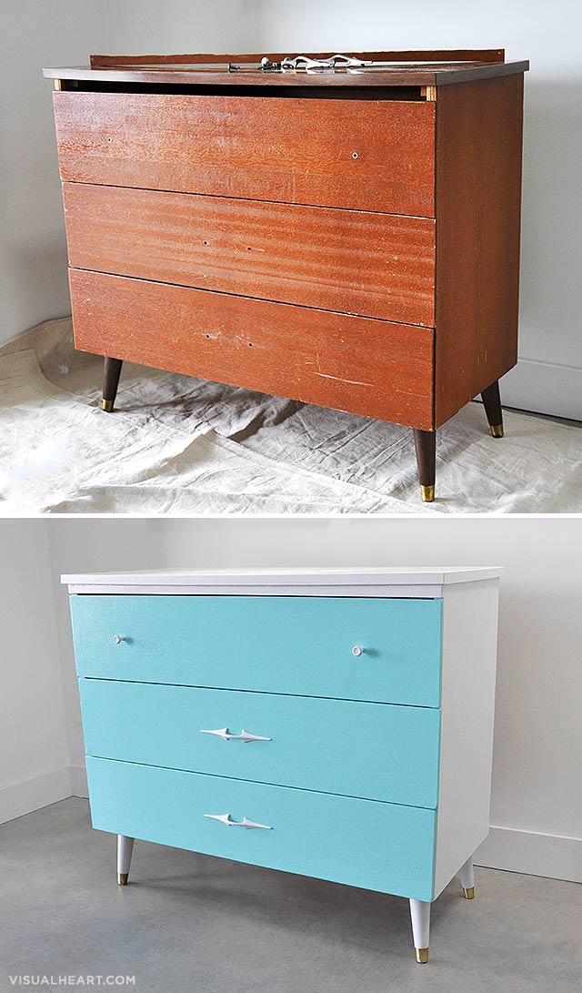 vintage dresser before and after by visualheart.com