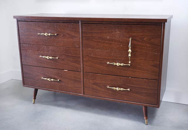 vintage veneer dresser before and after