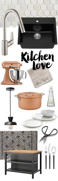 black white and copper kitchen inspiration