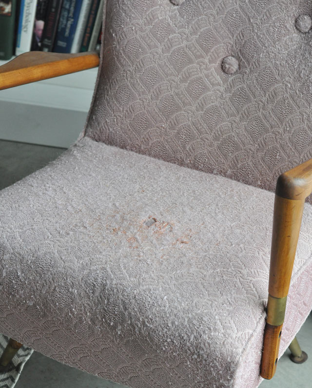 Pink vintage chair before