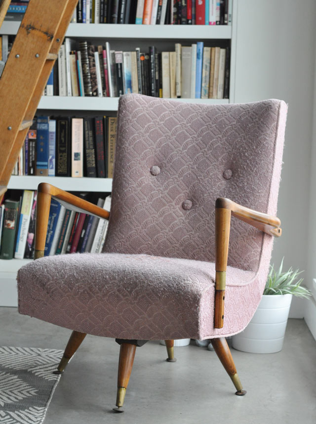 Pink vintage chair before
