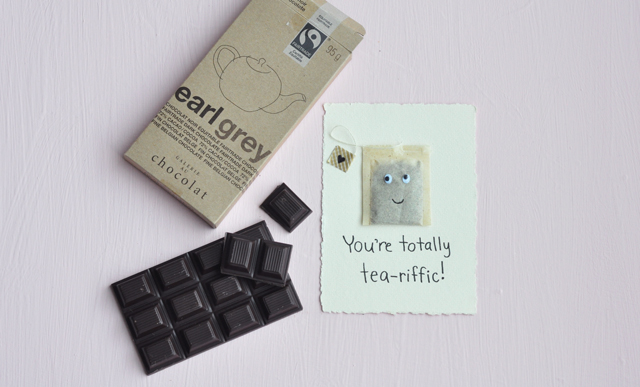 DIY Valentine card with earl grey chocolate