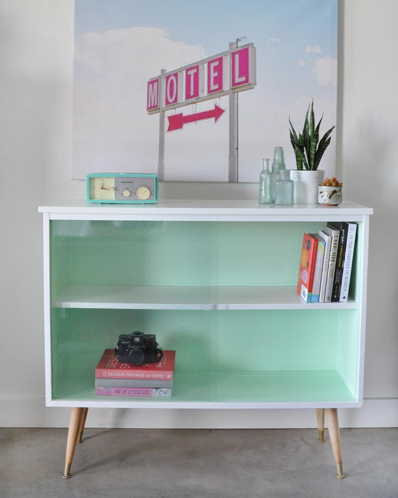 Vintage mid-century modern sideboard before and after