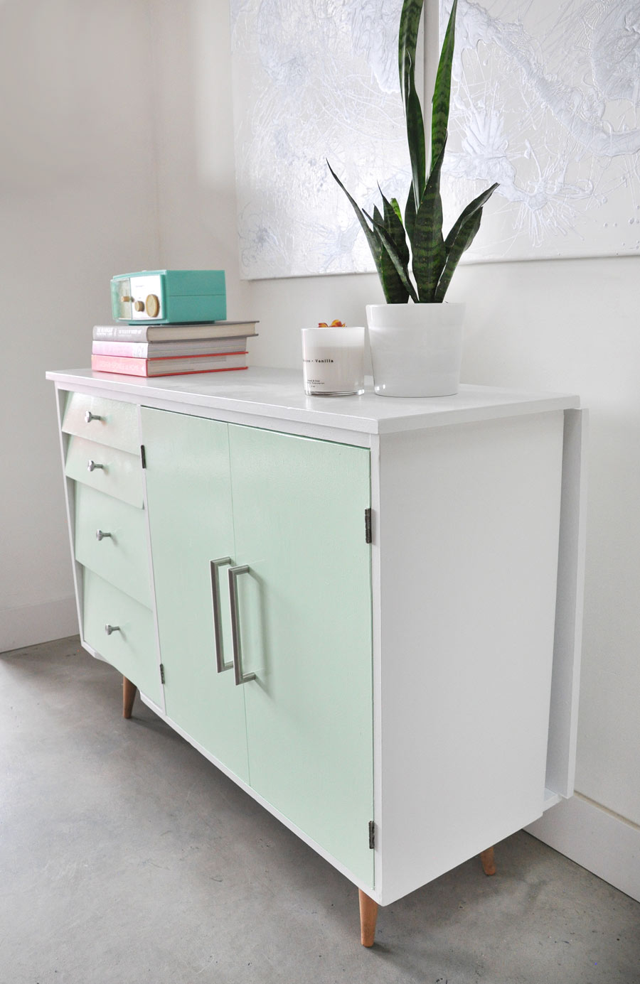 Painted Vintage Cabinet Table makeover