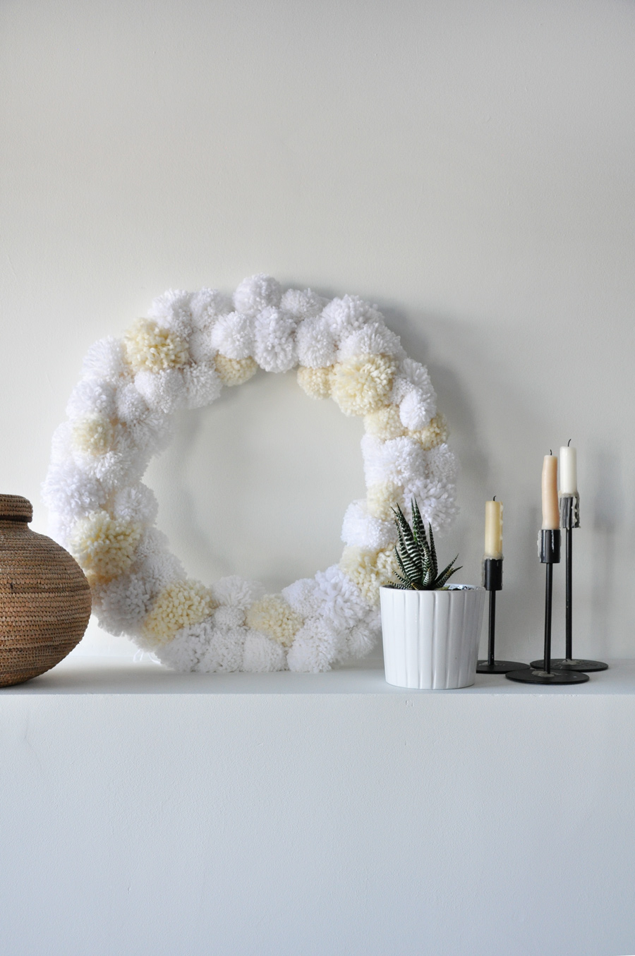 DIY Anthropologie inspired pom-pom wreath