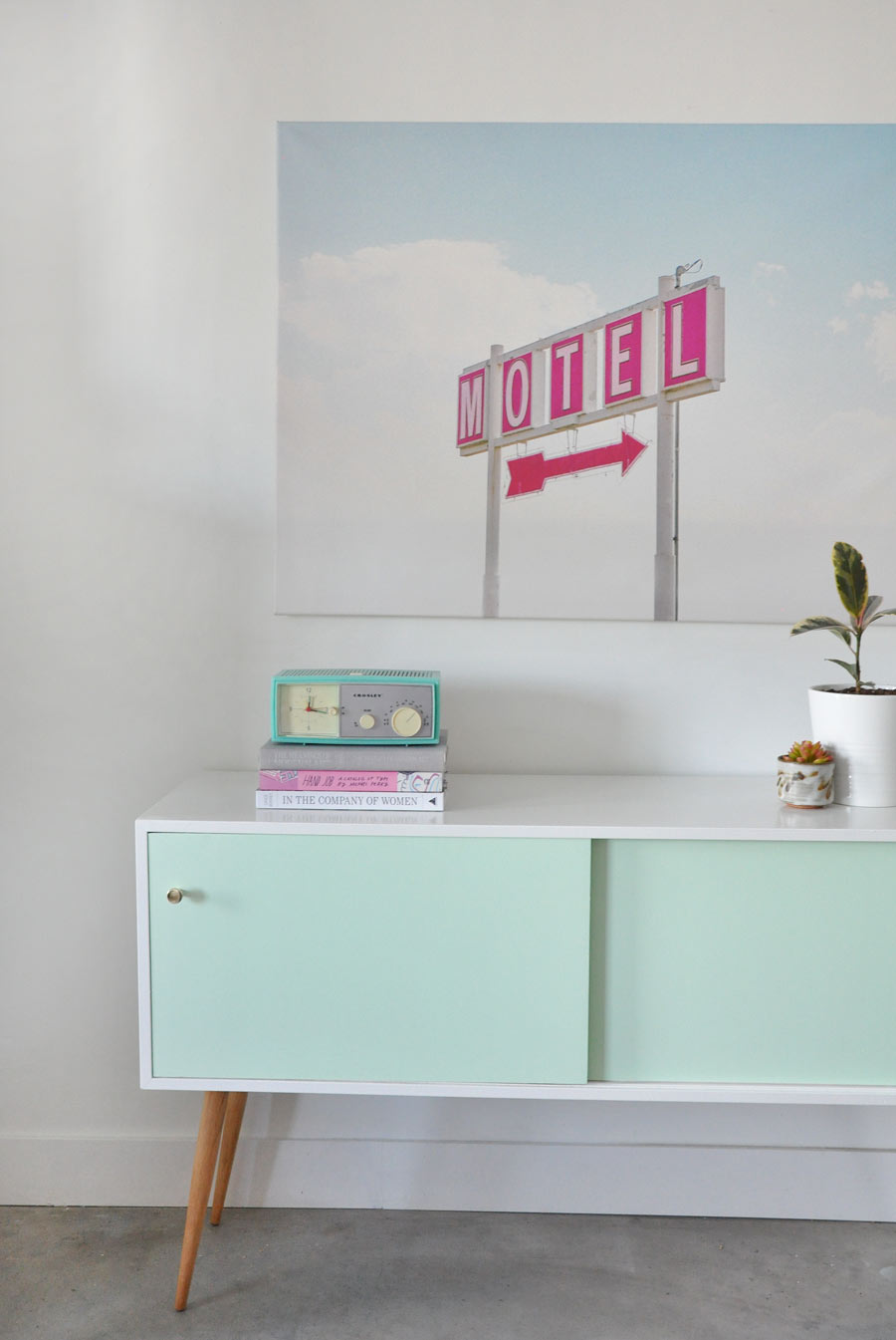Vintage mid-century modern console before and after by @visualheart