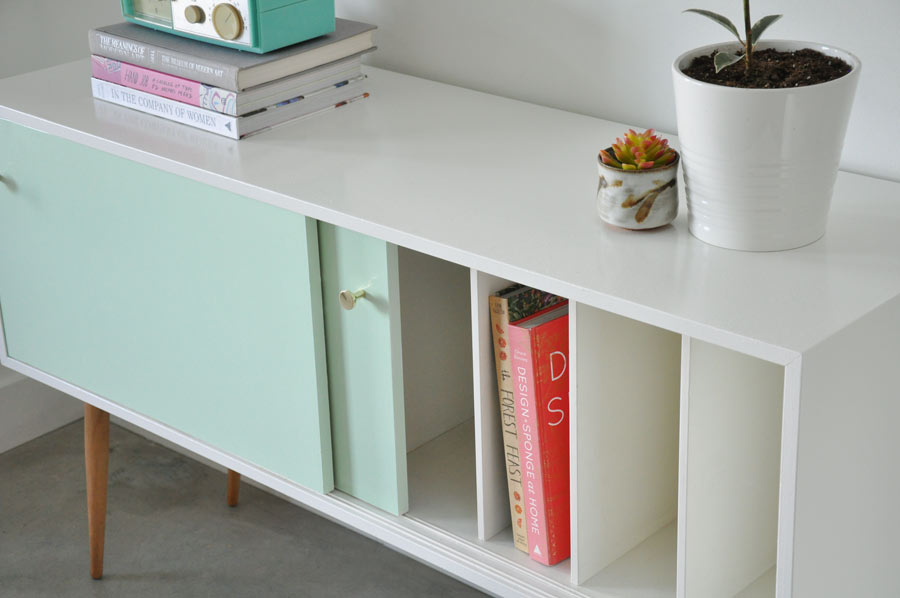 Vintage mid-century modern console before and after by @visualheart