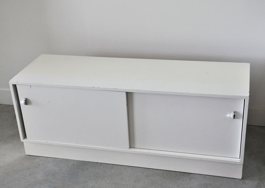 Vintage mid-century modern sideboard before and after