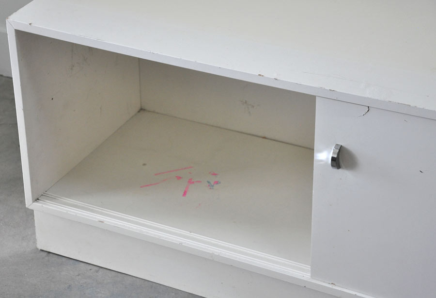 Vintage mid-century modern console before and after