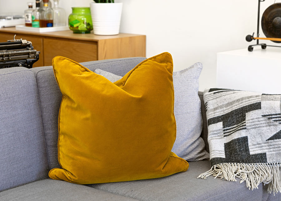Article yarrow gold velvet pillow - loft apartment @visualheart