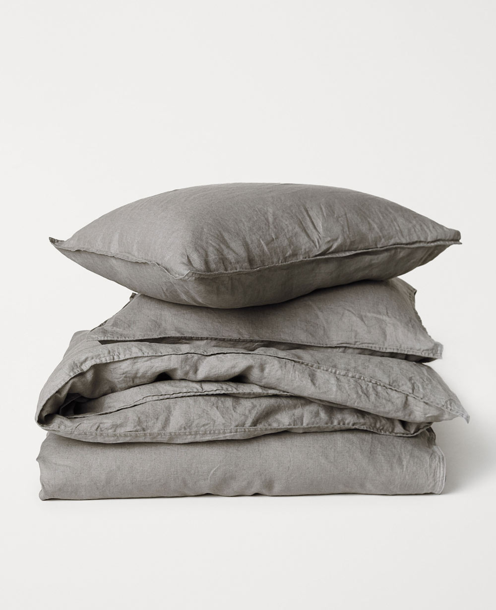 h&m gray linen sheet set