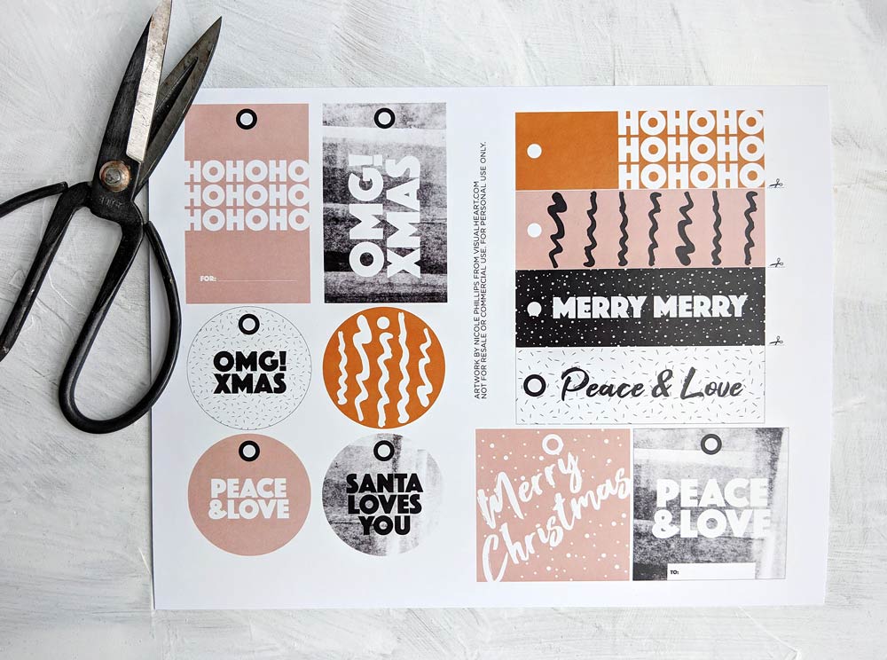 Modern printable Christmas gift tags designed by @visualheart www.visualheart.com