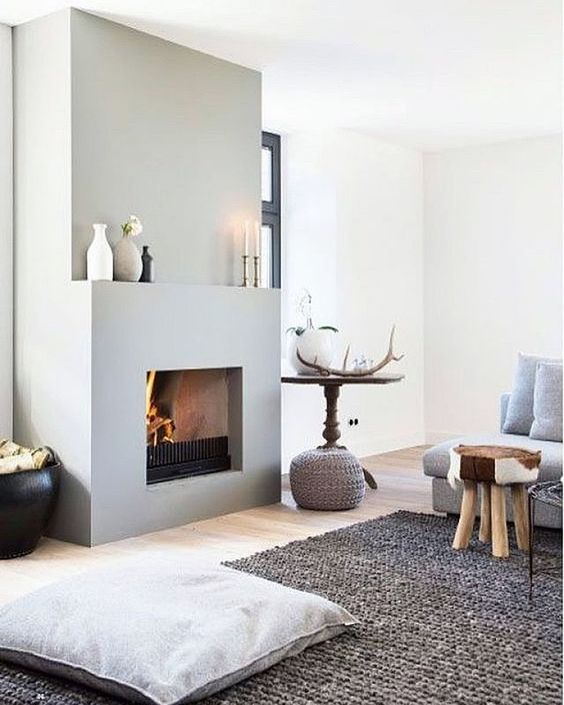 modern concrete fireplace