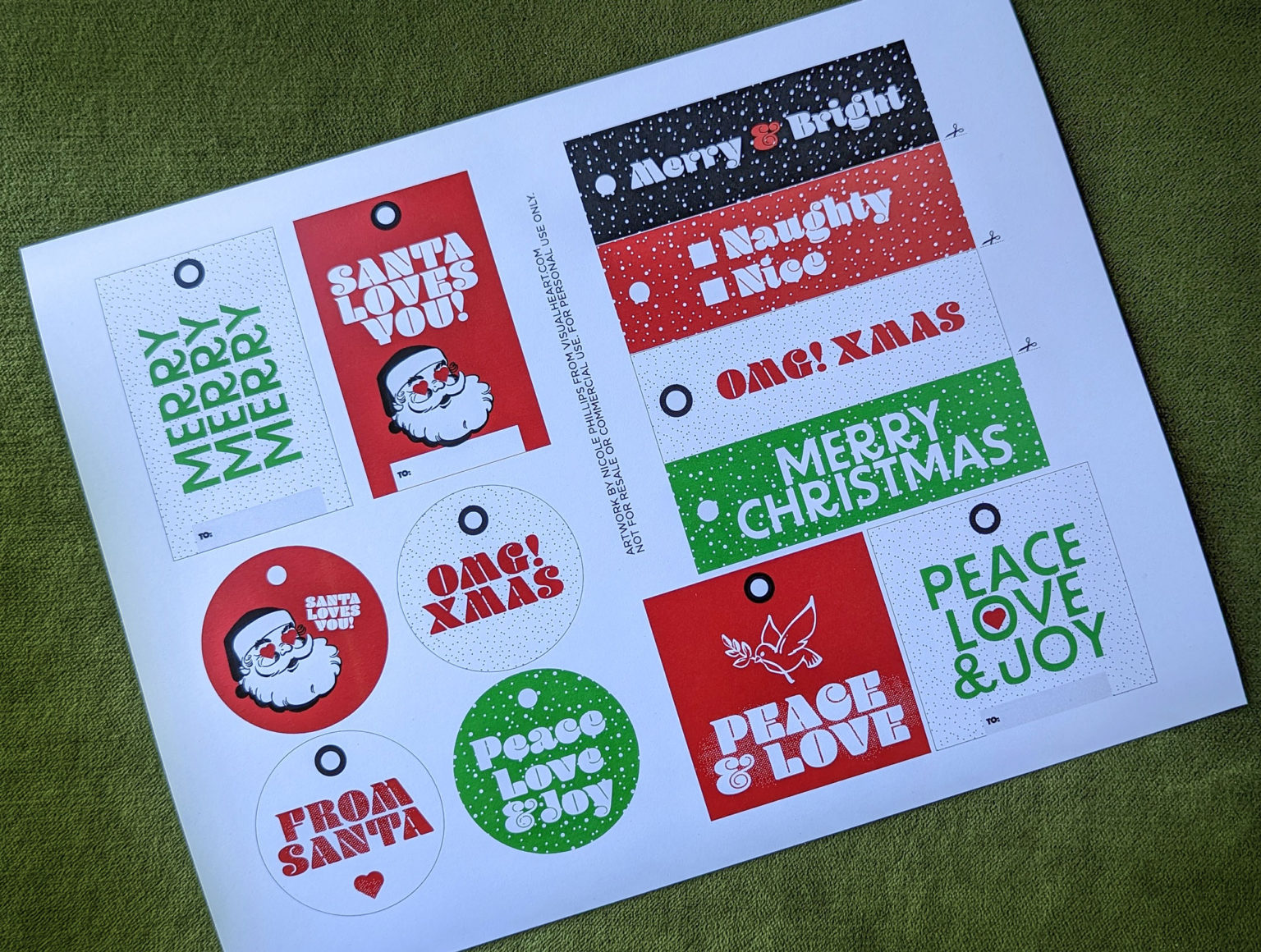 Free Red and Green Printable Christmas Gift Tags • visual heart ...