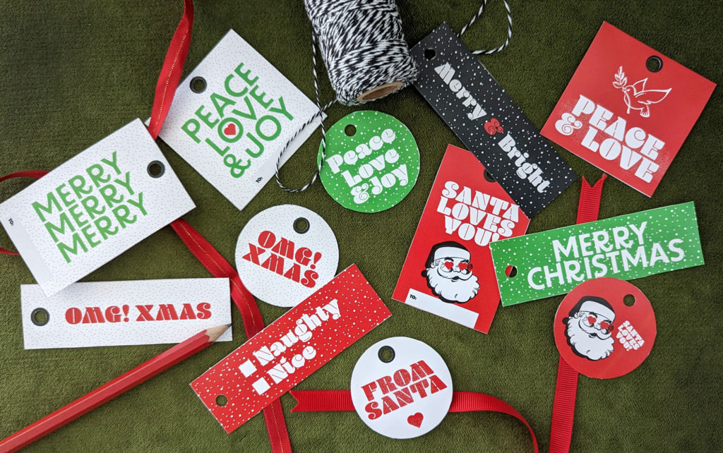 Christmas Santa Gift Tags - red & green