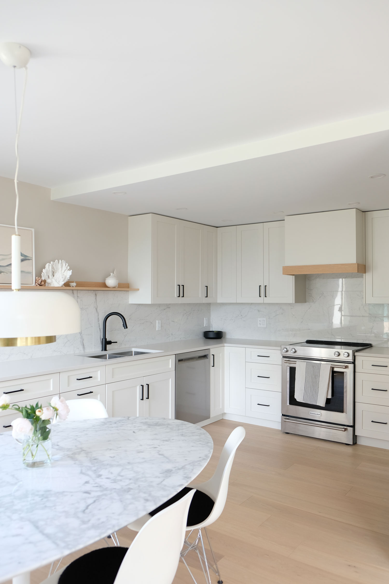 Modern timeless scandinavian kitchen design. Colours by Nicole Phillips. Renovation by Coordinated Kitchen and Bath